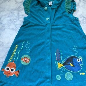 Kids Toddler Girls Hooded Snap Button DISNEY FINDING NEMO Bath Robe Jacket Aqua